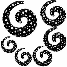 Dehnungsspirale Dehnschnecke Set Dehner Tunnel Acryl Schwarz Weiß Sterne Spirale