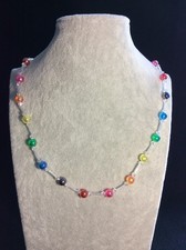 Kette Collier Handarbeit Bunt Multicolor Regenbogen 54 cm 