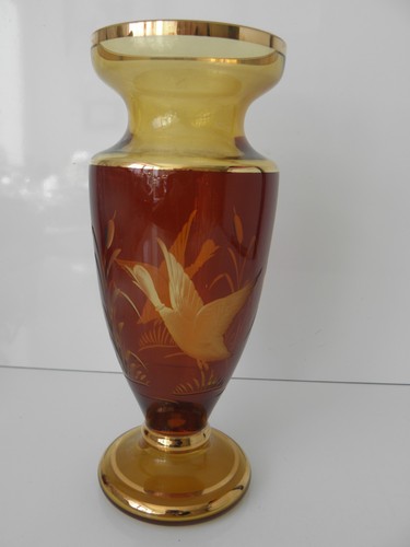 Edle glasvase rot gold gravur - edle,