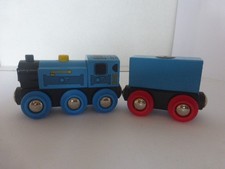 BRIO 33607 "Blue Engine" aus 2001 + Anhänger - RARITÄT - TOP!