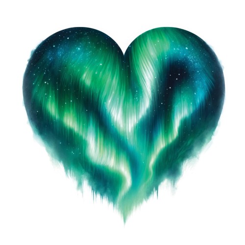 Aquarell aurora herz 9x9 - aquarell,