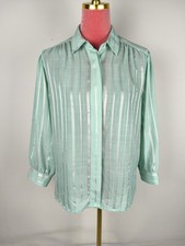 Bluse Vintage Del Mod International Gr. 40 (36/S) grün weiß Party elegant retro