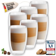 LAPRESO® Latte Macchiato Gläser 6x 450 ml doppelwandige Kaffee Thermogläser