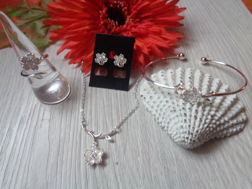 Schmuckset blume silber - , "blume"