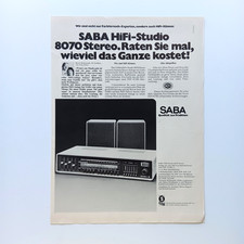 1975 SABA HiFi-Studio 8070 Stereo Werbung Werbeanzeige Reklame Advertising