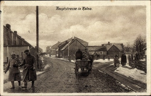 Kolno polen hauptstraße - ak, polen,