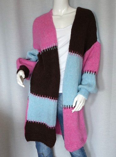 Boho grobstrick jacke - grobstrick, lang