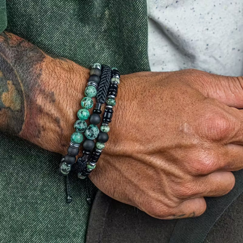 Naturtürkis armband set - naturtürkis,
