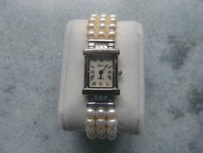 Damen-Armbanduhr, von Lassiere., Perlenarmband, silberfarben, wie neu