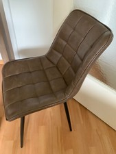 2x Esszimmerstühle Küchenstühle Sitzfläche aus Kunstleder, Metallbeine، Braun