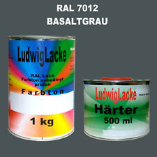 RAL 7012 Basaltgrau 1,5 kg SET Seidenmatt Lack & Härter Acryllack unverdünnt