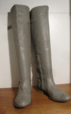 Patrizia Pepe Stiefel overknee vintage Gr.37 hellgraues Leder, ab in den Schnee!