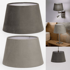 Lampenschirm Premium Ersatzlampenschirm Samt Taupe Grau E27 Fassung Ø 20cm