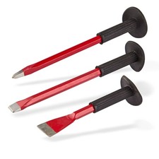 Meißel Flachmeißel Fugenmeißel Maurermeißel Spitzmeißel mit Handschutz Set 3-tlg