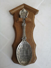 Jahreslöffel 1994 Memmingen Zinn Frieling Zinn mit massiv Eiche Holzbrett