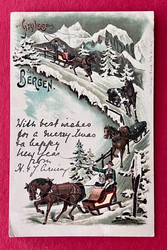 Winter litho 1898 gruss aus - gruss,