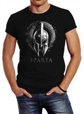 Neverless® Herren T-Shirt Aufdruck Sparta Helm Krieger Warrior Printshirt