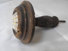 antiker Raffhalter für Gardine Vorhang Holz mit Porzellanblüte um 1900