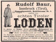 Tiroler Loden Reklame - Rudolf Baur Innsbruck - 1897 - Histor. Werbung ~10x8cm