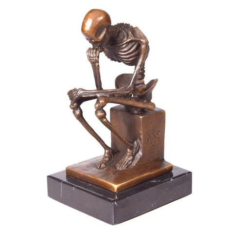 Skelett denker bronze skulptur - skelett,