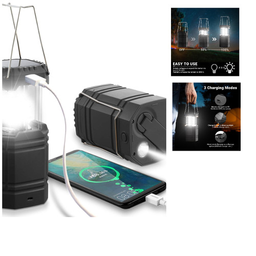 Solar led campinglampe 3000mah - solar,