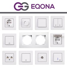 Gunsan Eqona weiss Steckdose Schalter Taster Dimmer Rahmen Doppelschalter billig