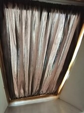 Spanngardine Blickdicht  Braun Sichtschutz Garine 145cm x 98cm  Scheibengardine