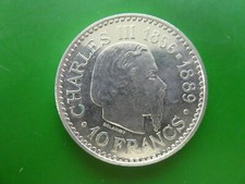 Monaco, 10 Francs, 1966, 110. Jahrestag  Thronbesteigung von Fürst Charles III.