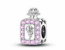 💖 925 Silber Charm Anhänger Parfüm Flakon Miniatur Rose Zirkonia Glitzert 💖