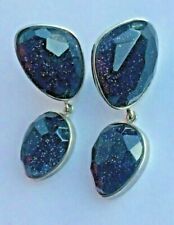 Ohrstecker massiv mit Blaufluß 925 Silber selten Ohrschmuck (J606)