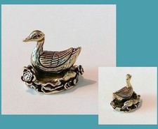 Messing Figur Ente im Nest