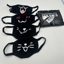 4 Stück Mundschutz Anime Cartoon Maske Unisex Baumwolle Anti-Stau Katze