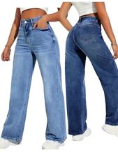 Damen Mom Jeans Stretch Schlaghose Loose Denim High Waist Bootcut Boyfriend
