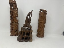 4 Holzfiguren Mönch Buddha