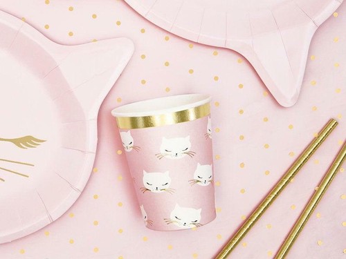 Katze pappbecher rosa - katze,