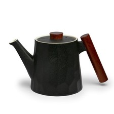 Teekanne TeaLogic Negra 1,2 l - schware Porzellan Kanne mit Rosenholz-Griff