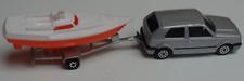 Vintage Majorette VW Golf No 264 silber mit Boot + Bootsanhänger  1:56  RAR