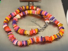 Perlmutt Coins Collier Kette Länge 49+5 cm 8-9 mm!  auffällige Farbkombi BUNT 25