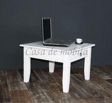 Massivholz Couchtisch weiß 65x65cm mit schublade Eck Beistelltisch Sofa-tisch