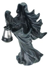 Dekofigur Grim Reaper mit LED Laterne Figur 27 cm Tod Gothic Skulptur 