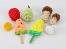 Kaufladen Gemüse Obst - Gehägelt - Eis ( 8 teilig )  Kinderspielzeug Zubehör 