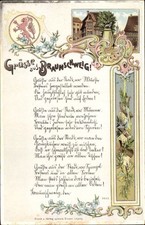 Litho Braunschweig in Niedersachsen, Teilansicht, Wappen, Grüße - 4422556