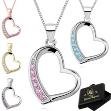 Herz Kette Zirkonia Anhänger 925 Silber Gold Rotgold Kinder Mädchen Halskette