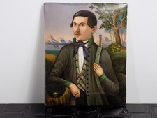 Biedermeier Bildplatte Jägerporträt KPM Berlin Adlermarke Porzellan Malerei