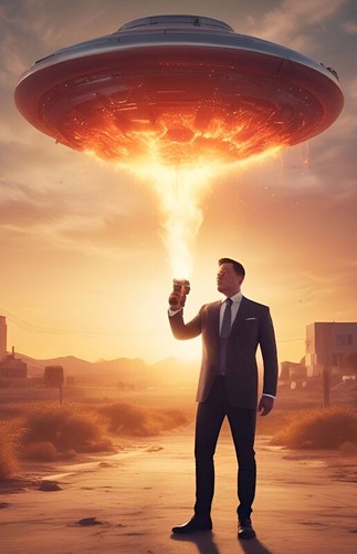 Elon musk with ufo - elon,