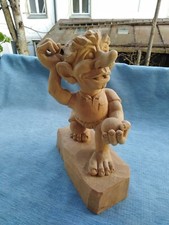 Holzfigur Troll Pokal handgeschnitzt Linde ca. Höhe 28 cm Skulptur Tennisspieler