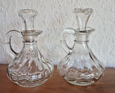 Set 2 Kleine  Glas Spender Karaffe Essig / Öl Kännchen  H ca. 14 cm Vintage