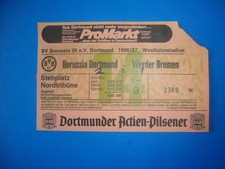 86/87 Ticket BVB Dortmund Werder Bremen Eintrittskarte Sammler Bundesliga