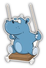 10cm Autoaufkleber Sticker Decal Laptop Farbe Nilpferd-Wipptier Toon Comic H1782