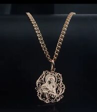 Halskette mit Anhänger  Heiliges Mutter Gottes  mit Kind Roségold Plattiert,neu